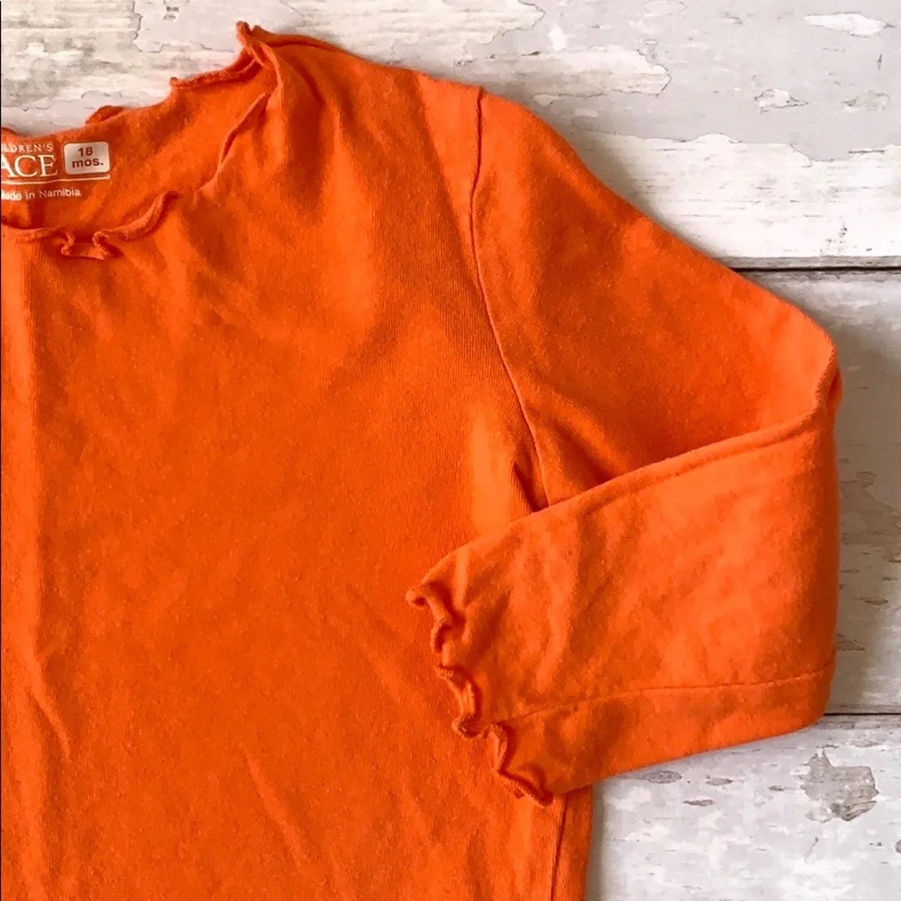 Baby Girls 18m The Children’s Place Orange Long Sleeve Shirt Ruffle Toddler